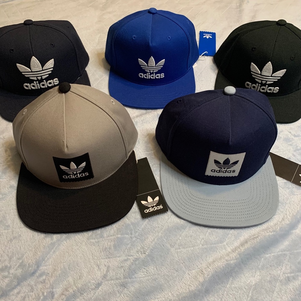 5 Adidas Originals OG Trefoil Snapback Hats NWT